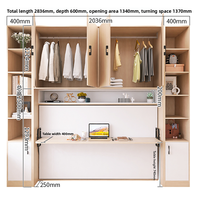 Bureau-lit pliant invisible personnalisable, intégré à la table d'étude, avec quincaillerie latérale pliable pour petits appartements