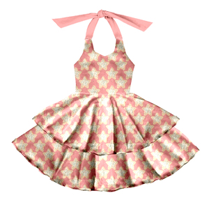 Vestido Halter de Seda con Estampado para Niñas, Doble Capa con Volantes, Vestido de Verano para Fiestas Infantiles - Product Image 4
