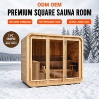 Sauna Traditionnel en Bois à Vapeur, Personnalisé, à Couche Unique, Carré, Quatre Saisons, pour Extérieur, 4-6 Personnes, en Cèdre Rouge Canadien