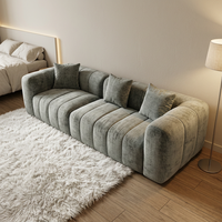 Canapé modulaire sectionnel moderne et durable, compressé sous vide, avec design côtelé, livré en boîte pour appartement