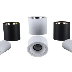 Di buona qualità nero bianco rotondo impermeabile montato su superficie cilindro LED downlight cob commerciale antiriflesso dimmerabile down light