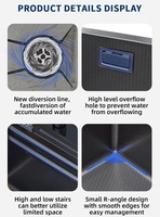 Évier intelligent OEM ODM à affichage numérique 4 touches, en acier inoxydable 304, cascade simple avec porte-couteaux, robinet rotatif et LED