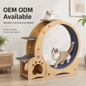 Rueda de Ejercicio <span class=keywords><strong>4</strong></span> en 1 para Gatos con Rascador y Soporte para Tazón, Base Estable, Rodillo para Gatos para Sala de Estar, Venta al por Mayor - Product Image 1