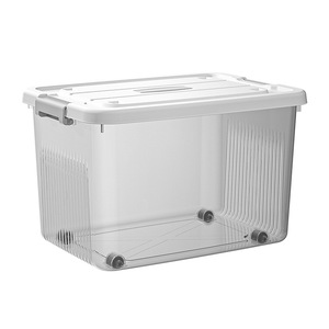 Lớn Nhựa Lưu Trữ Hộp Quần Áo Tổ Chức Trong Suốt Stackable Lưu Trữ Bin Hộ Gia Đình Quần Áo Container Bán Buôn - Product Image 5