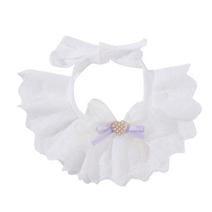 Sac à bavoir pour chaton, foulard en coton avec nœud en dentelle pour animaux de compagnie, accessoire foulard pour chien, cravate d'été pour chat - Product Image 4