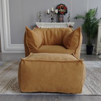 Fauteuil pouf moderne en velours pour salon, housse amovible, rembourrage en mousse déchiquetée, design une place