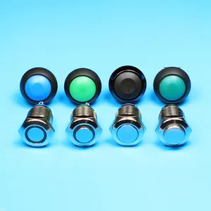 Güç sembolü aydınlatma düğmesi ile 16mm vandal dayanıklı metal push button led ışık anahtarı