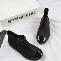 Bottes élastiques en daim noir pour femme, chaussures de travail à personnaliser, bottines d'hiver pour fille, à la mode