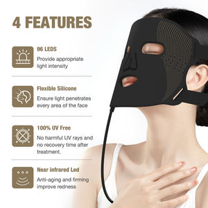 Masker Wajah LED Silikon Fleksibel 4 Warna Nirkabel, Perangkat Kecantikan Terapi Foton Medis untuk Perawatan Jerawat dan Pemutih - Product Image 2
