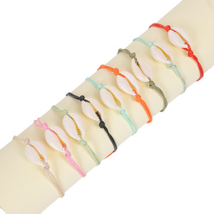 Factory Stock Beach Bohemian Cowrie White Shells Woven Braided Hand Rope Brace for Gifts Jewelry - Product Image 1