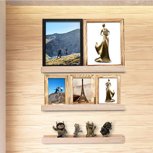 طقم من 3 أرفف عائمة من الخشب الطبيعي مقاس 16 بوصة رف تخزين خشبي مثبت على الحائط بنفس الأبعاد - Product Image 6