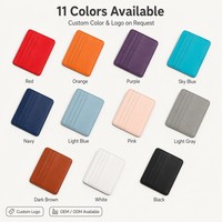 Dompet Kartu Kulit PU Tipis Logo Kustom untuk Pria Wanita, Minimalis, Kantong Depan, Tempat Kartu Kredit 3 Slot, Hadiah Bisnis Tipis
