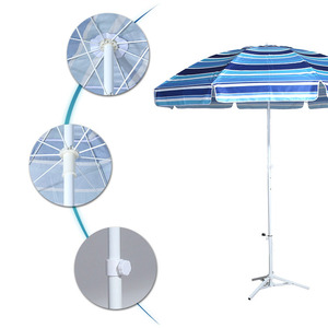Sombrilla de playa de poliéster portátil para exteriores, diseño de playa de costillas de 8K, marco de paraguas de estilo moderno, 180cm, 210cm, 300cm - Product Image 5
