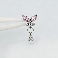Boucles d'oreilles pendantes fines Freya G23 en titane, style papillon, populaires en Europe et en Amérique, avec zircone, pour filles