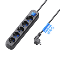 PHEIYON Multiprise murale européenne 5 prises avec interrupteur principal 16A 3680W, prise Schuko, pour hôpital, bureau, poste de travail, CE