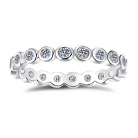 Bague empilable pour femme en argent sterling S925, sertie de moissanite VVS1 de 2 mm, style bulles, ajustement universel