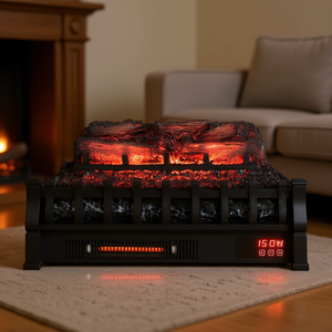 Cheminée électrique 23 pouces avec bûches en pin, chauffage infrarouge à quartz 1500W, thermostat réglable, affichage LED - Product Image 2