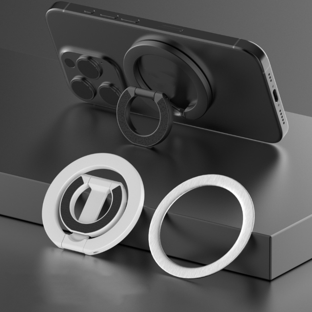 Kapuda Zinc Alloy Dual Ring Foldable Magnetic Phone Holder with Kickstand and Finger Ring Stand Model M38