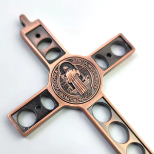 HT nuova lega Gold-Plating INRI JESUS cristo decorazione da parete religiosa artigianato legno scatole di legno muro di metallo croce parete cartelli - Product Image 5