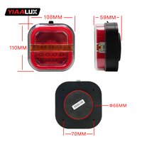 Kit de feux arrière de remorque de camion 26led carré rechargeable avec prise US 12V 24V feu de signalisation d'arrêt arrière magnétique pour camion van