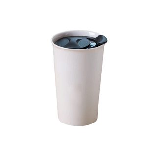 แก้วเซรามิกสองชั้น สีขาว ฝาปิดแบบเลื่อน แก้วน้ำเก็บอุณหภูมิ แก้วน้ำสำหรับเดินทาง แก้วน้ำสำหรับสำนักงาน ชุดของขวัญ - Product Image 5