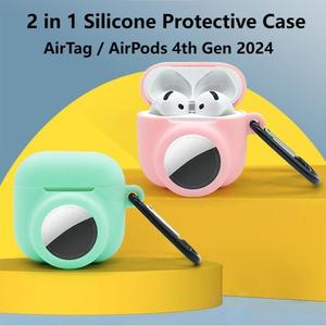 Étui en silicone anti-perte <span class=keywords><strong>2</strong></span>-en-1 pour <span class=keywords><strong>AirPods</strong></span> 4 (2024) et AirTag Étui de protection complet souple pour casque sans fil Blue tooth - Product Image 5