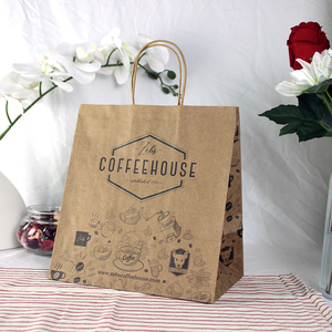 Sac en papier <span class=keywords><strong>kraft</strong></span> personnalisé pour la livraison de café et de nourriture dans les cafés, sac en papier <span class=keywords><strong>kraft</strong></span> pour <span class=keywords><strong>restaurant</strong></span> avec logo - Product Image 2