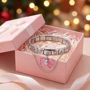 Fashion Heart Element Combination Set Stainless Steel Italian Charm Link Fit 9mm Stainless Steel Bracelet DIY Making Jewelry - Product Image 1
