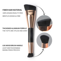 Pinceau de maquillage noir en aluminium multifonctionnel, double embout, pour estomper et sculpter, synthétique végétalien, portable, premium, pour blush et contour
