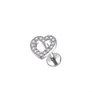 Prix d'usine Bijoux de mode pour femmes en Titane ASTM F136, Piercing corporel motif fleurs, Labret à dos plat, Boucle d'oreille en Zircon pour lobe - Product Image 6