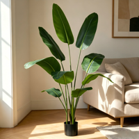 JOLAMIRA Plante Artificielle Bananier du Voyageur, Arbre d'Intérieur de Luxe Léger pour Salon, Grand Modèle Nordique Durable en PE+Fer, Multi-pièces