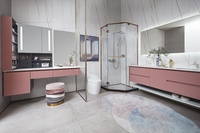 Grand évier double moderne pour salle de bain ensemble de vanité rose et blanc LED miroir de vanité armoires étanche pour appartement et hôtel nous