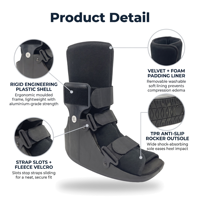 Botte de marche post-chirurgicale ergonomique en polaire avec doublure amovible à scratch, antidérapante en TPR, de haute qualité pour la récupération médicale