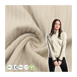 Modedesign 5*4 Rib-Strickstoff Polyester Strass Spandex-Blend Viskose Jacquard Streifen für Anzüge und Kleidungsstücke