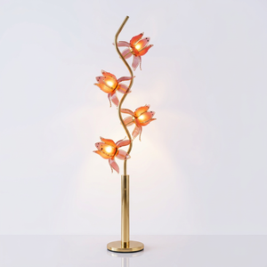 Lámpara de pie moderna de 4 luces con diseño de loto, accesorio de iluminación floral artístico para decoración de interiores de hogares y hoteles - Product Image 1