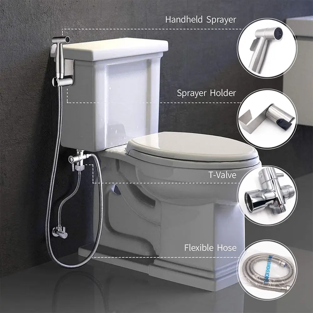 304 Roestvrij Staal Handheld Bidet Sproeier Bidet Handkracht Sproeier Set Wc Bidet Sproeier Draagbaar