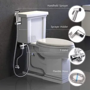 Semprotan bidet Genggam baja tahan karat, set penyemprot bidet tangan untuk toilet dan semprotan bidet portabel 304