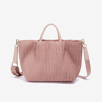 Bolso de mano de mujer arrugado con logotipo personalizado, bolso de mano cruzado suave rosa y gris de gran capacidad para mujer