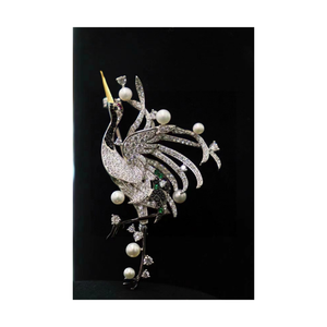 Premium 5A CZ 925 plata esterlina grúa mujer boda compromiso fiesta broches circón joyería para regalo exportación - Product Image 1