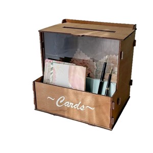 Lu Jia Wooden <b>Wedding</b> <b>Card</b> <b>Box</b> Rectangular Standing Type Storage Bin For <b>Wedding</b> Birthday Party Decorations - Product Image 5