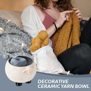Grand bol à laine en céramique en forme de <span class=keywords><strong>mouton</strong></span> pour le crochet, support de fil à tricoter, outil artisanal fait main, travaux d'aiguille et décoration - Product Image 4