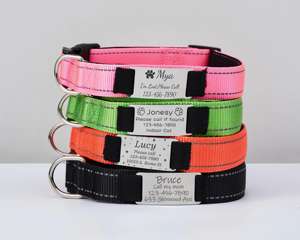 Perro negro reflectante personalizado con correa, Collar de gato de cincha personalizado ajustable + campana gratis, etiqueta de Metal grabada, mascota única - Product Image 2