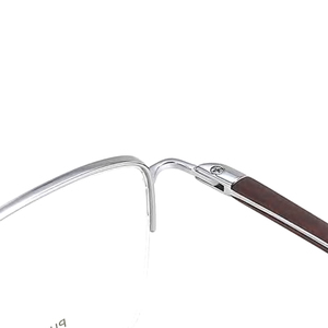 Monture optique classique en titane massif doré, branches en bois d'ébène et bois de rose, verres AC, placage IP diamant, anti-lumière bleue - Product Image 3