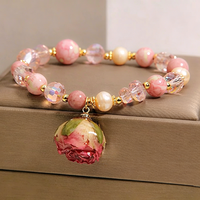 Pulsera de Cadena con Cristales y Flores Estilo Hada, Diseño Exclusivo, Adorno Versátil para la Muñeca, Joyería Exquisita para Mujer, Regalo
