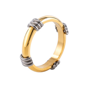 Geometric <b>Titanium</b> Steel Gold Plated <b>Ring</b> Unisex Fashion Jewelry Gift - Product Image 5