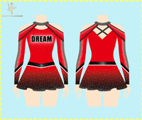 Tenue de compétition pour filles, design de qualité, couleur rouge, vêtements d'entraînement personnalisés, uniforme d'équipe pour filles, uniformes de cheerleading entièrement ornés de strass