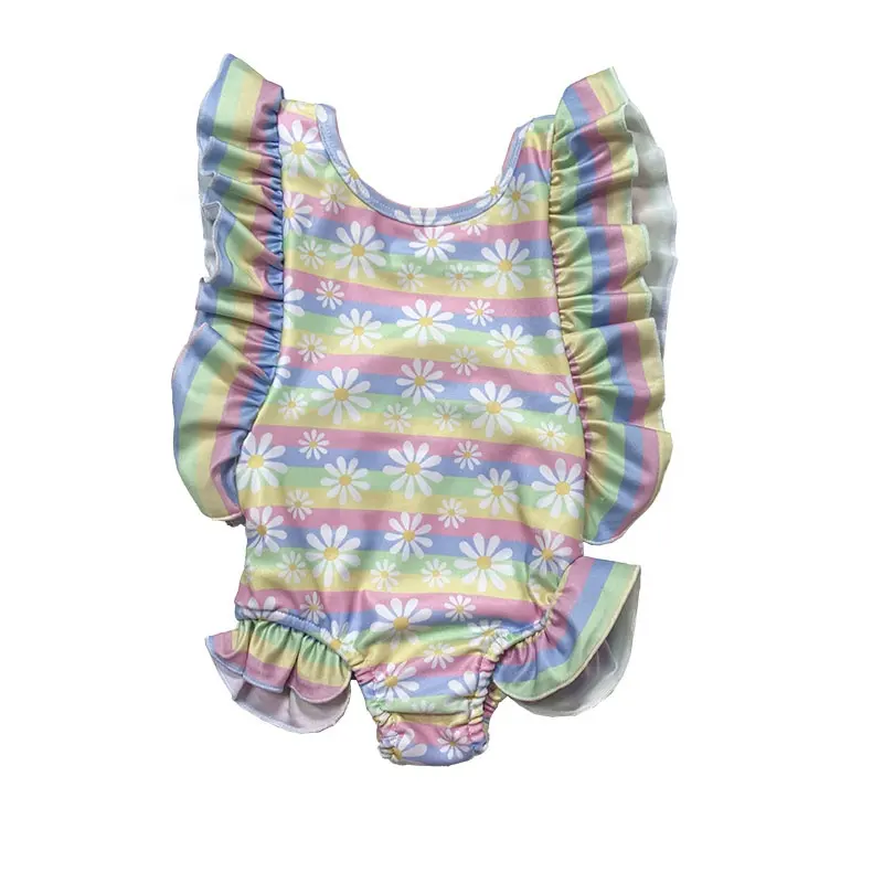 Little Kids Girls Swimwear flower Printing oneies beach swimwear Bathing Suit for baby