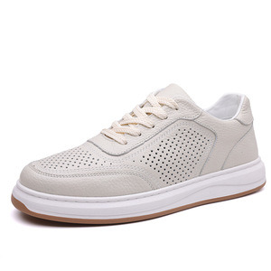 Men's Genuine Cow <b>Leather</b> Breathable Walking Shoes Round Toe Low Heel Summer Casual <b>Sneakers</b> - Product Image 5