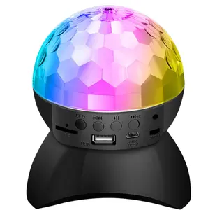 Altavoz de música inalámbrico para escenario, luces LED de bola de discoteca con carga USB, compatible con BT, proyector de luces nocturnas para fiesta KTV, boda