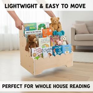 Estantería de madera para niños de 4 niveles para guardar libros y juguetes con asas - Product Image 3